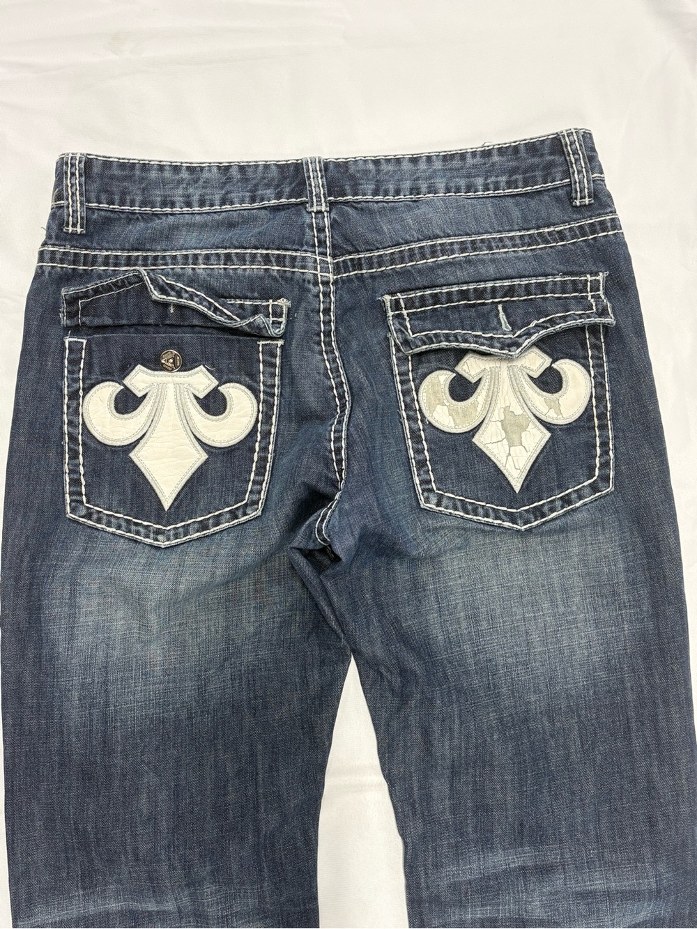 Y2K 2000s skater style Blue Embroidered Ripped Jeans | $38.99
